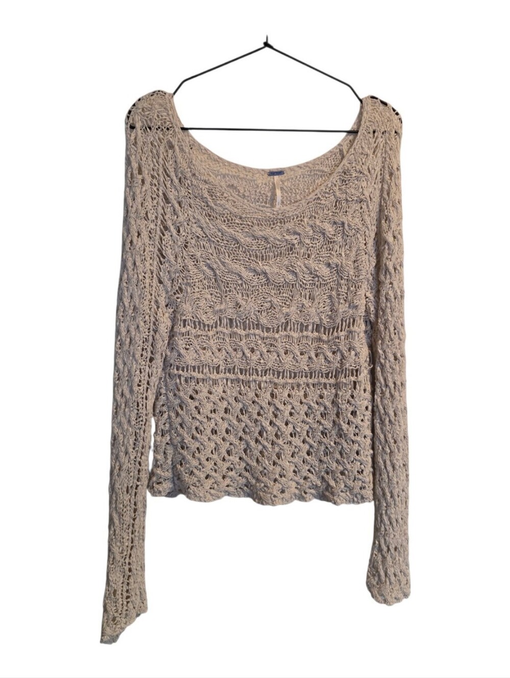 Free People Crochet Knit Sweater Ivory Size S